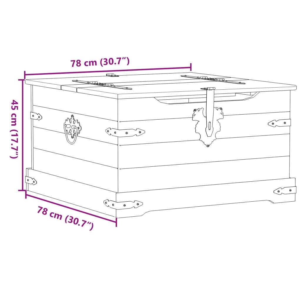 Förvaringsbänk Förvaringslåda Corona 78x78x45 cm massiv furu