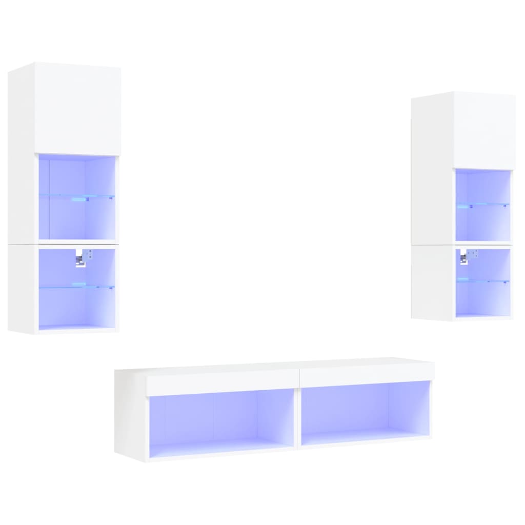 XXXXX Tv-bänk 6 delar LED vit