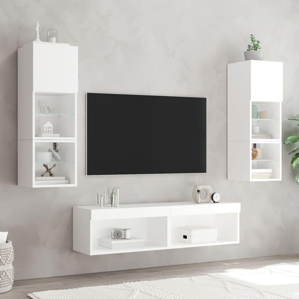 XXXXX Tv-bänk 6 delar LED vit