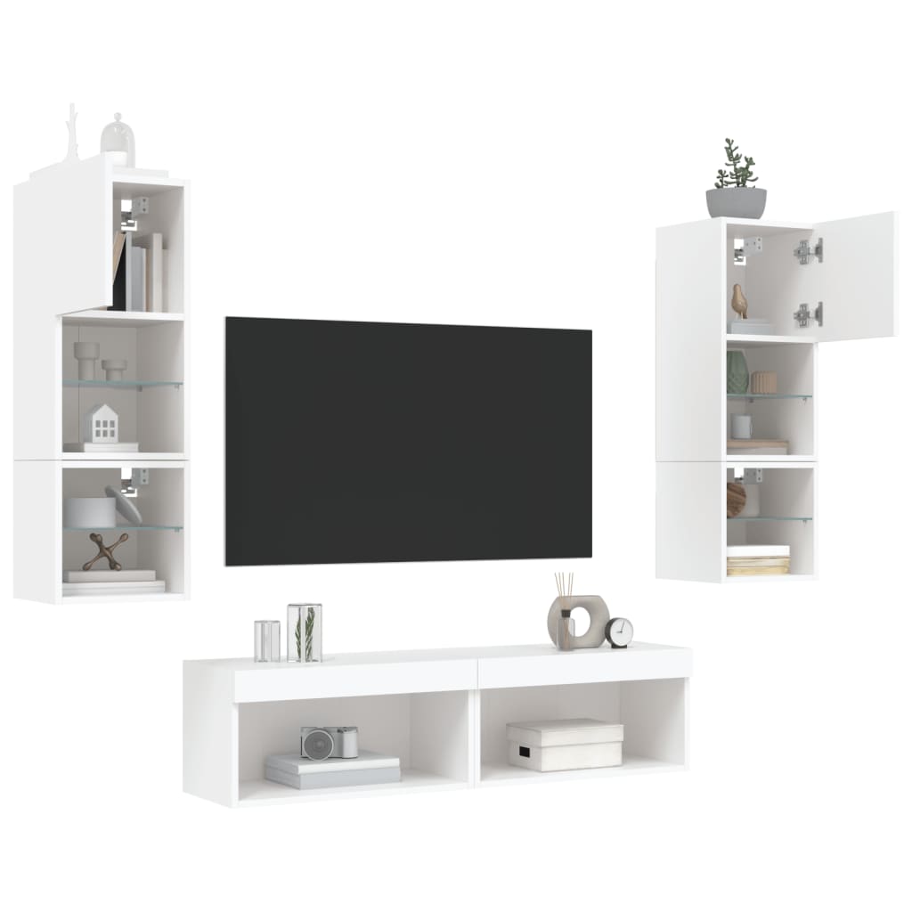 XXXXX Tv-bänk 6 delar LED vit