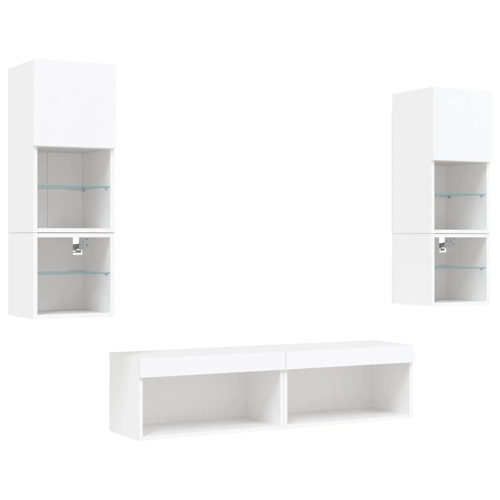 XXXXX Tv-bänk 6 delar LED vit