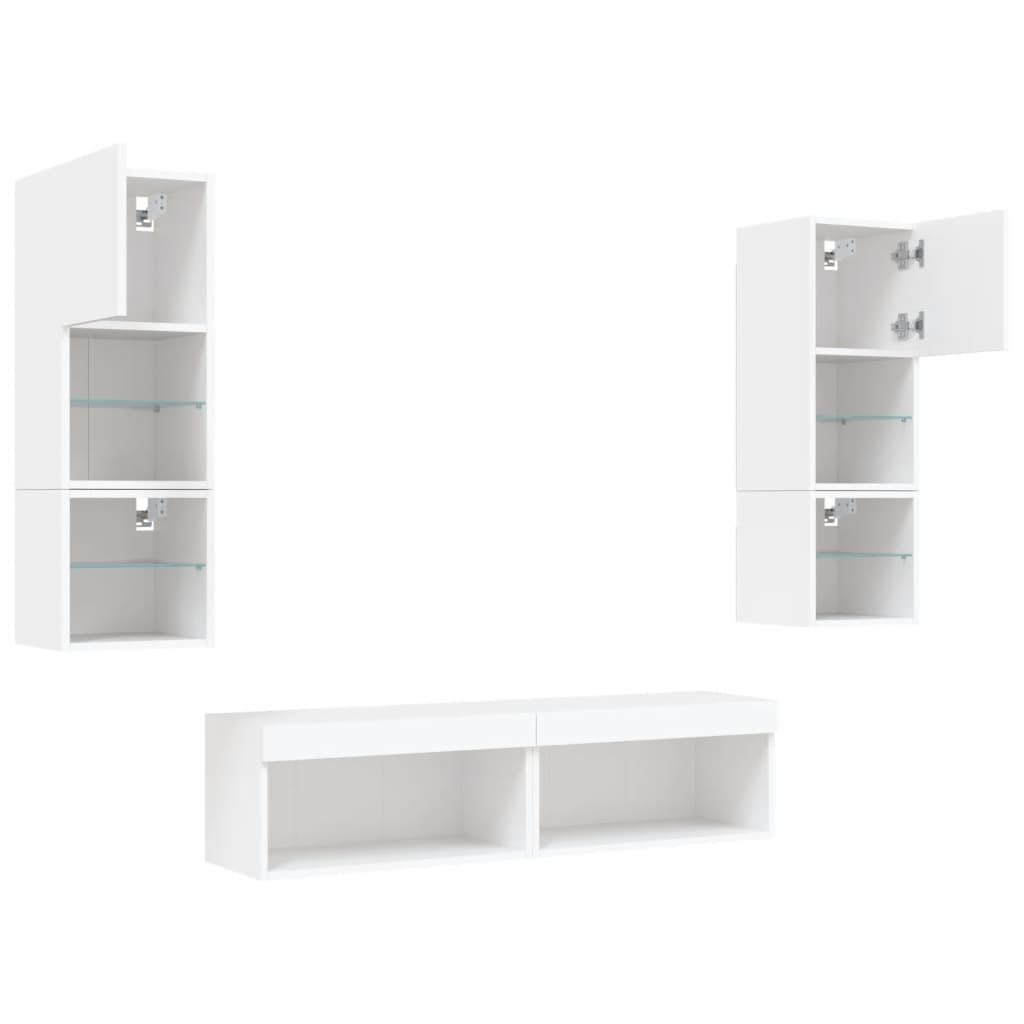 XXXXX Tv-bänk 6 delar LED vit