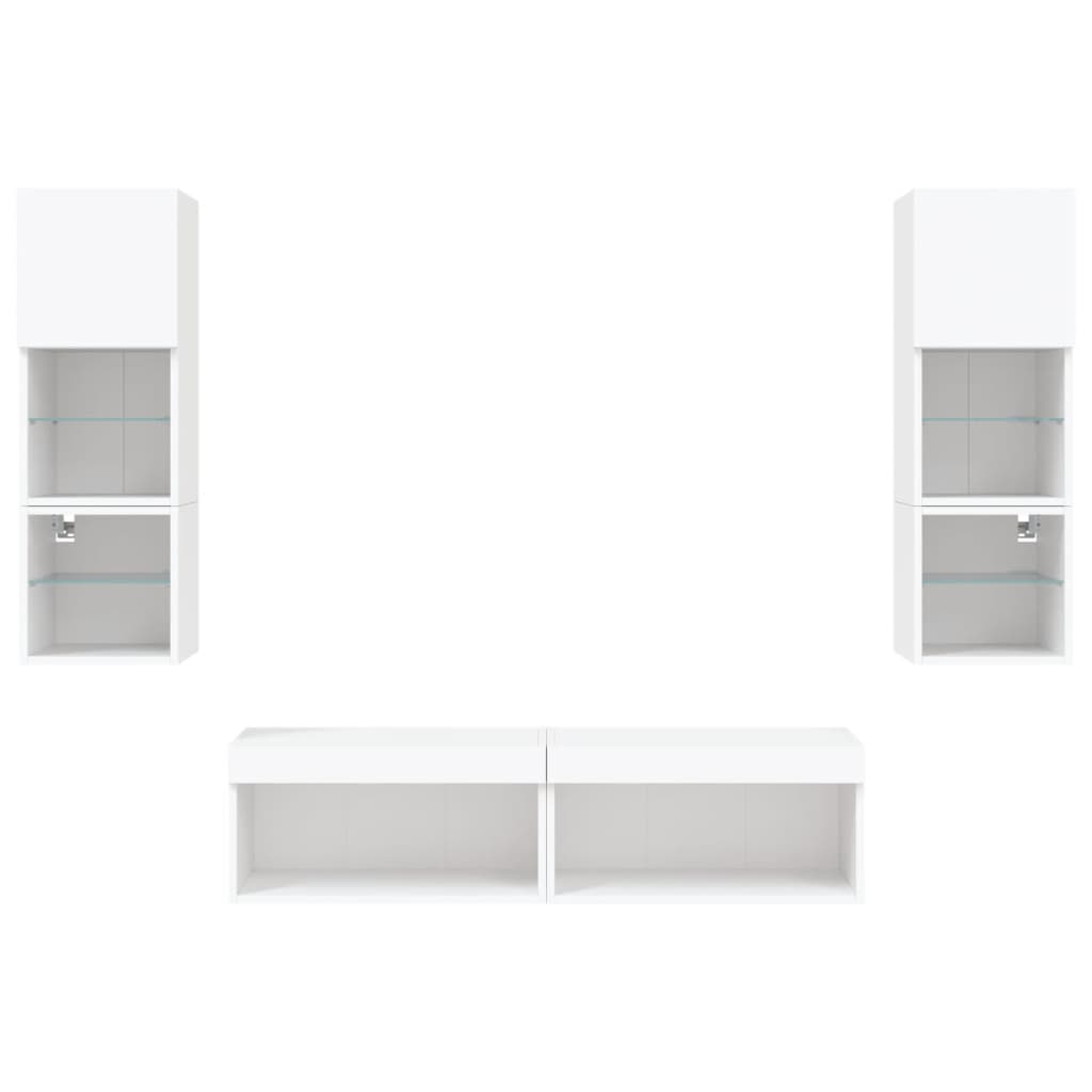 XXXXX Tv-bänk 6 delar LED vit