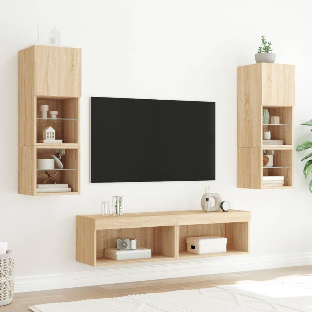 XXXXX Tv-bänk 6 delar LED sonoma-ek