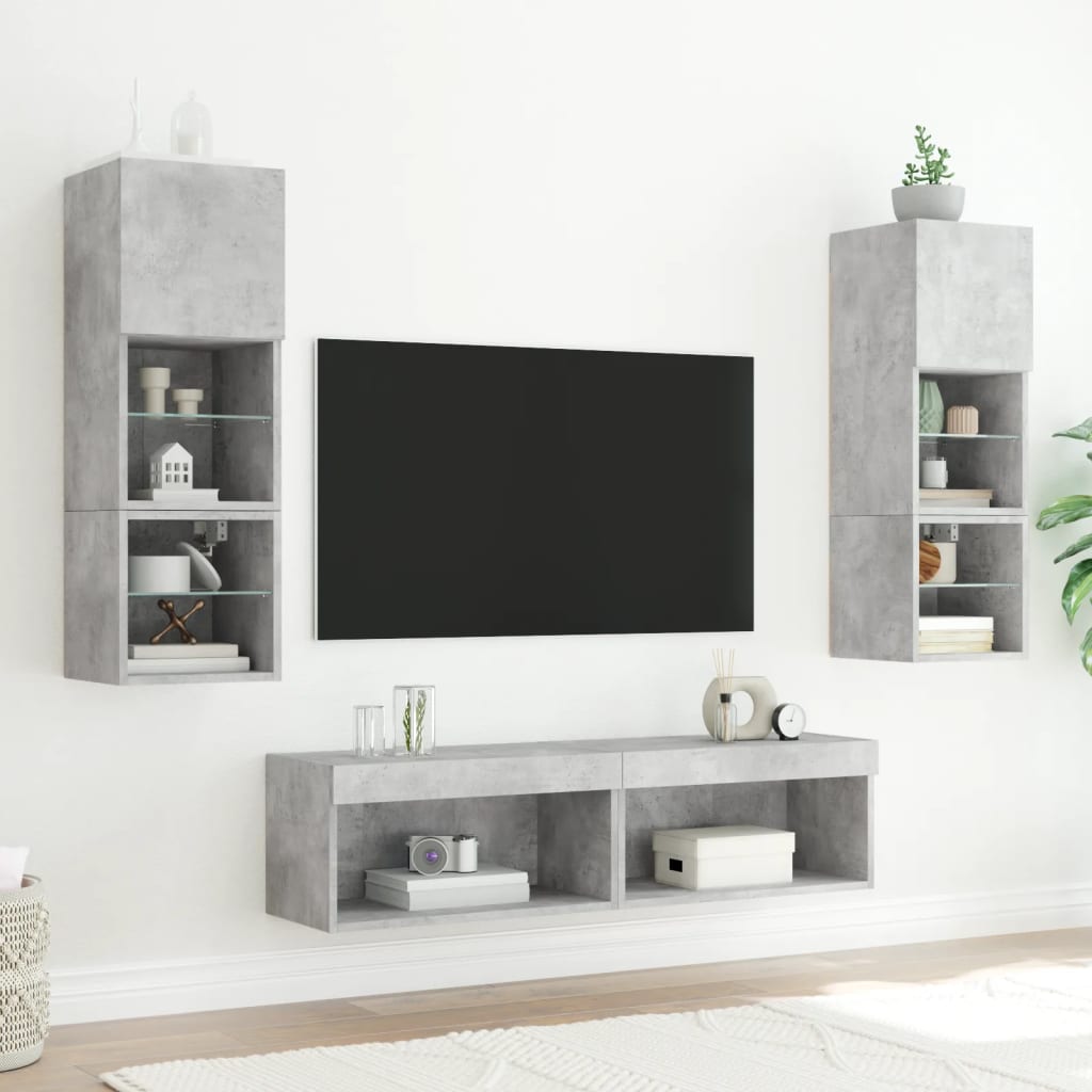 XXXXX Tv-bänk 6 delar LED Betonggrå