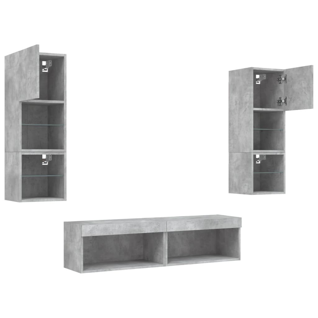 XXXXX Tv-bänk 6 delar LED Betonggrå