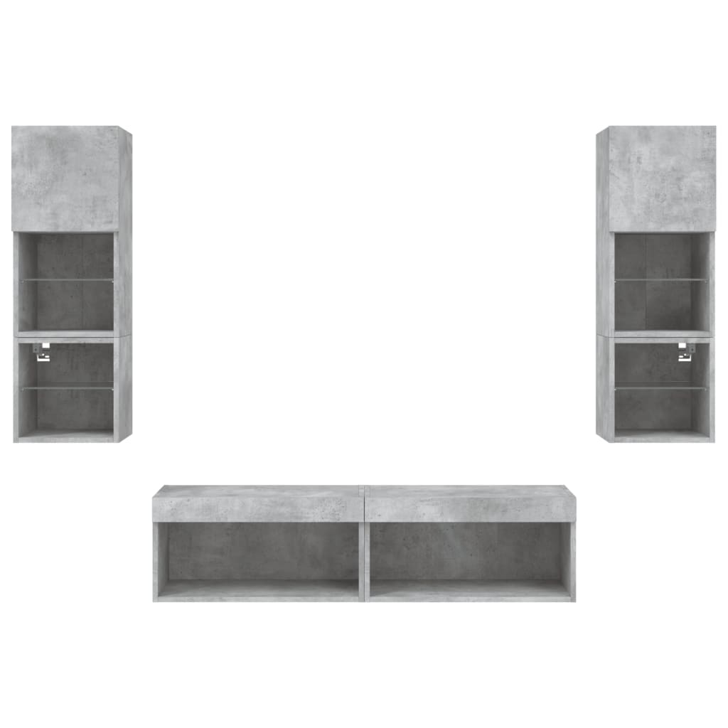 XXXXX Tv-bänk 6 delar LED Betonggrå