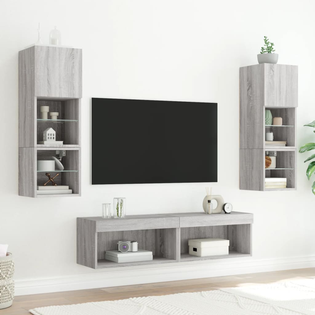 XXXXX Tv-bänk 6 delar LED Sonoma Grå