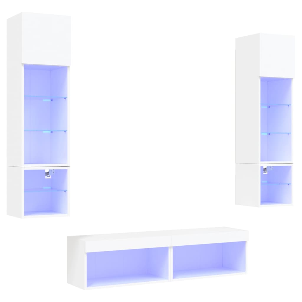 XXXXX Tv-bänk 6 delar LED vit