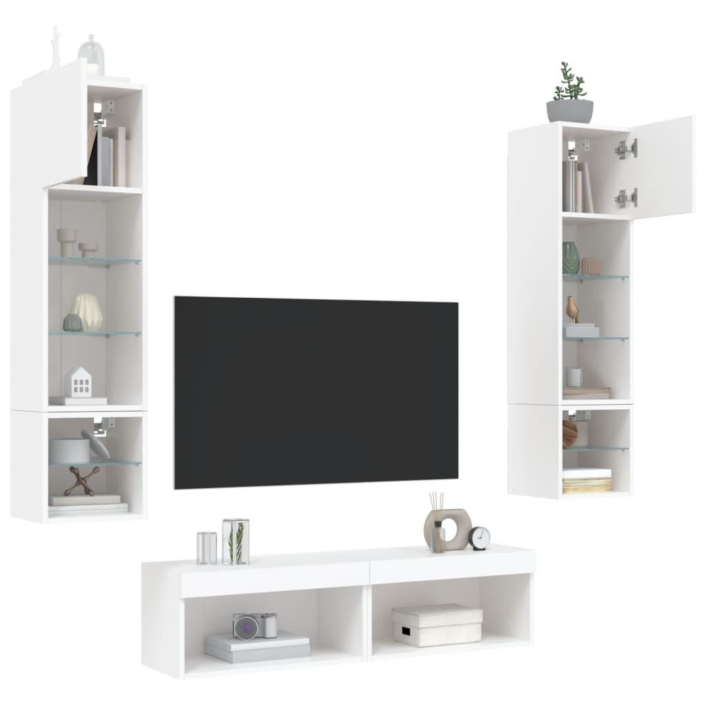 XXXXX Tv-bänk 6 delar LED vit