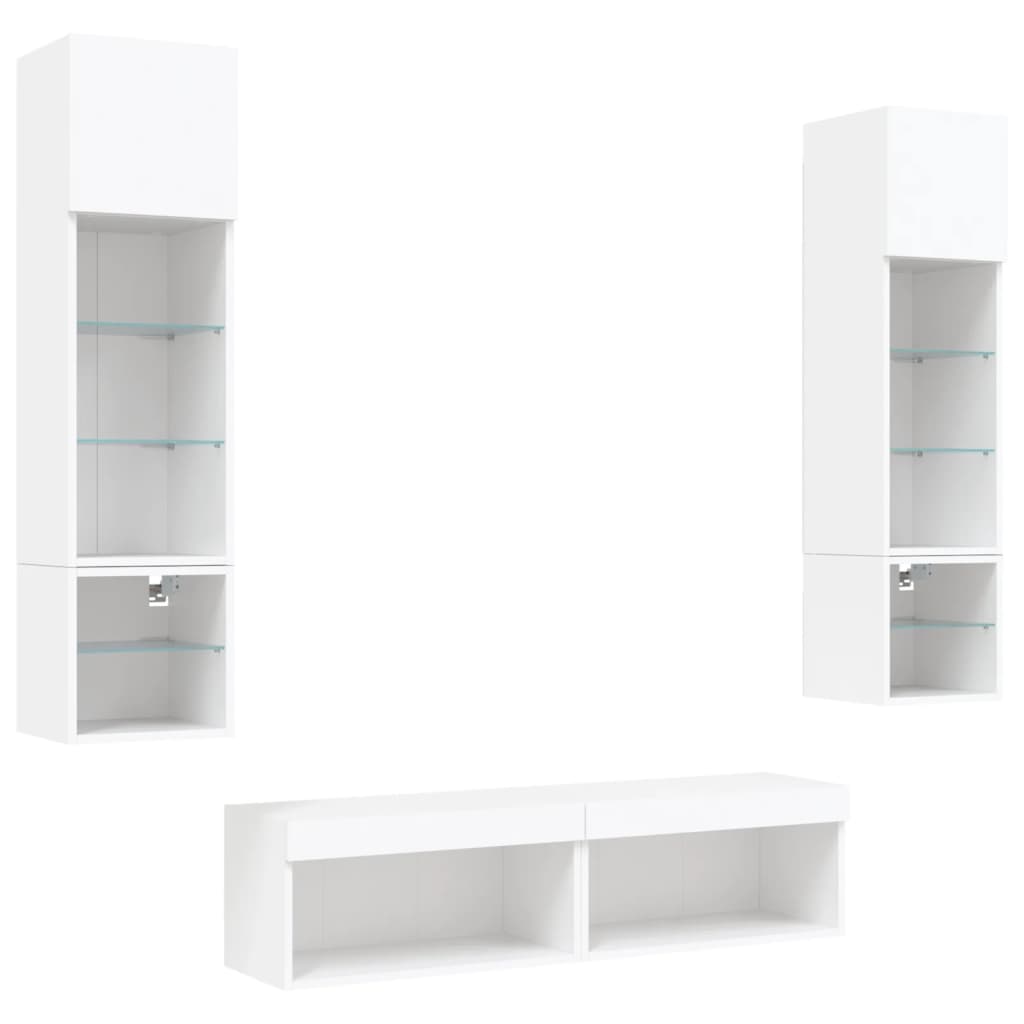 XXXXX Tv-bänk 6 delar LED vit