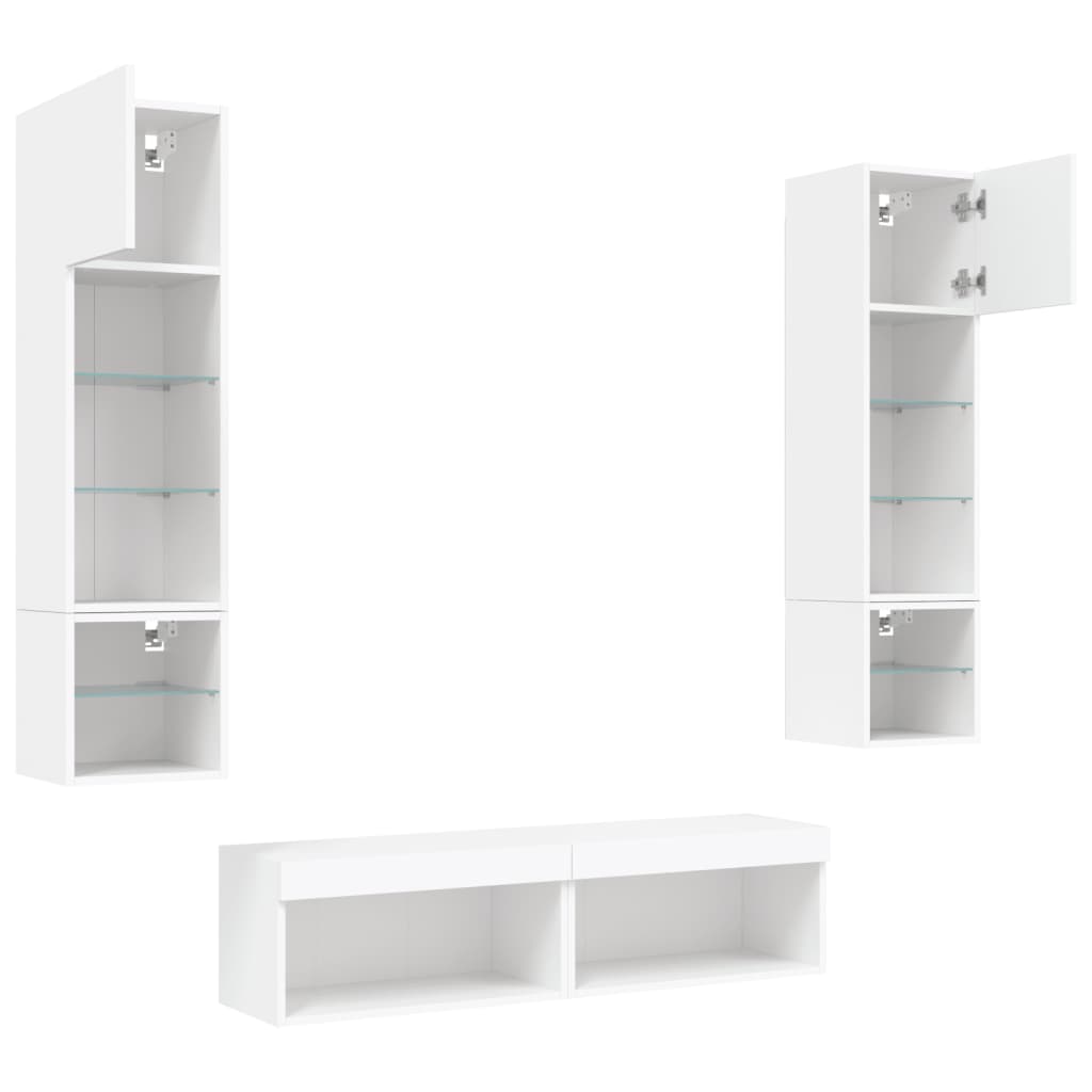 XXXXX Tv-bänk 6 delar LED vit
