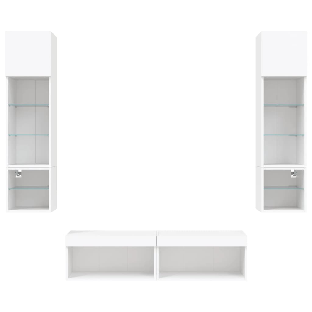 XXXXX Tv-bänk 6 delar LED vit