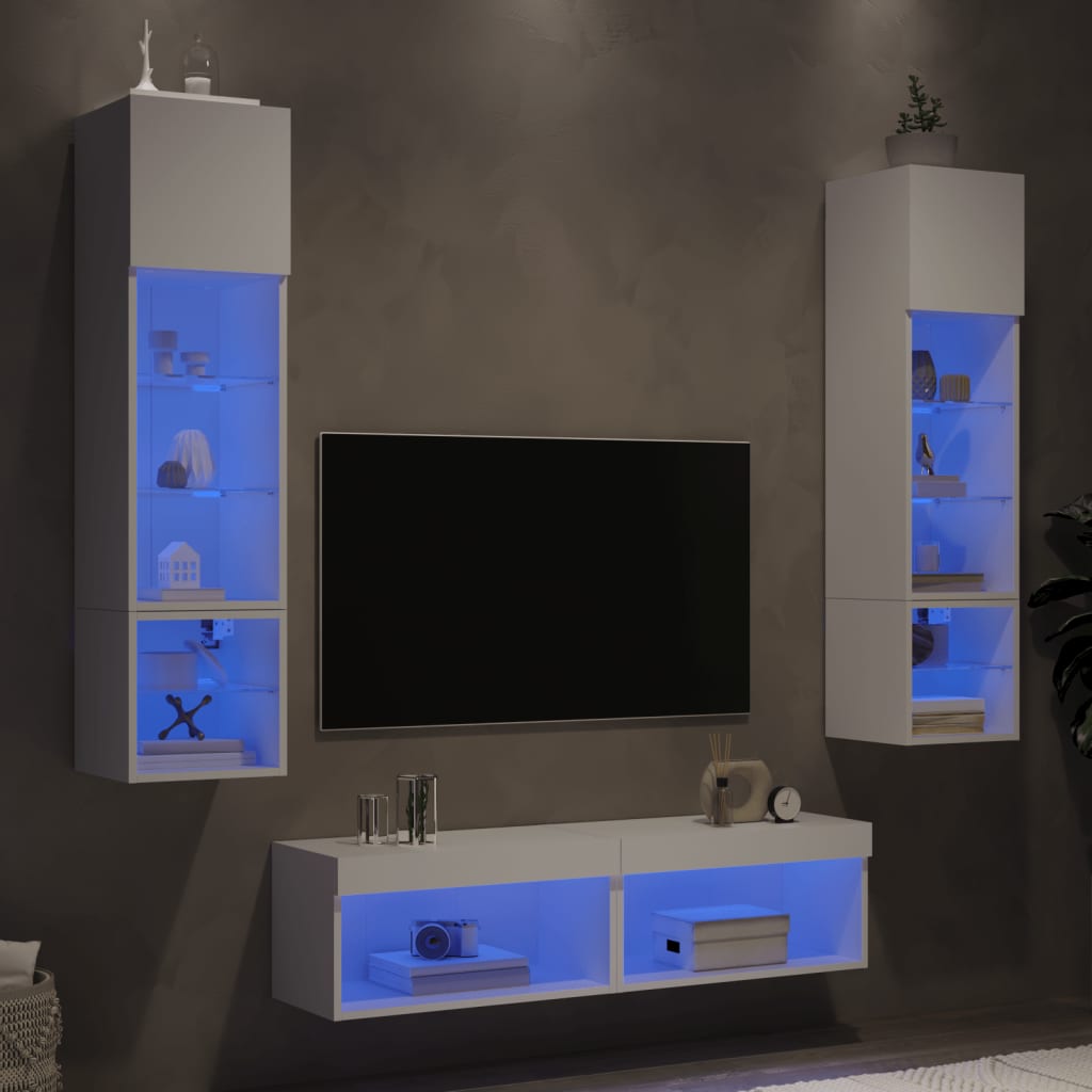 XXXXX Tv-bänk 6 delar LED vit