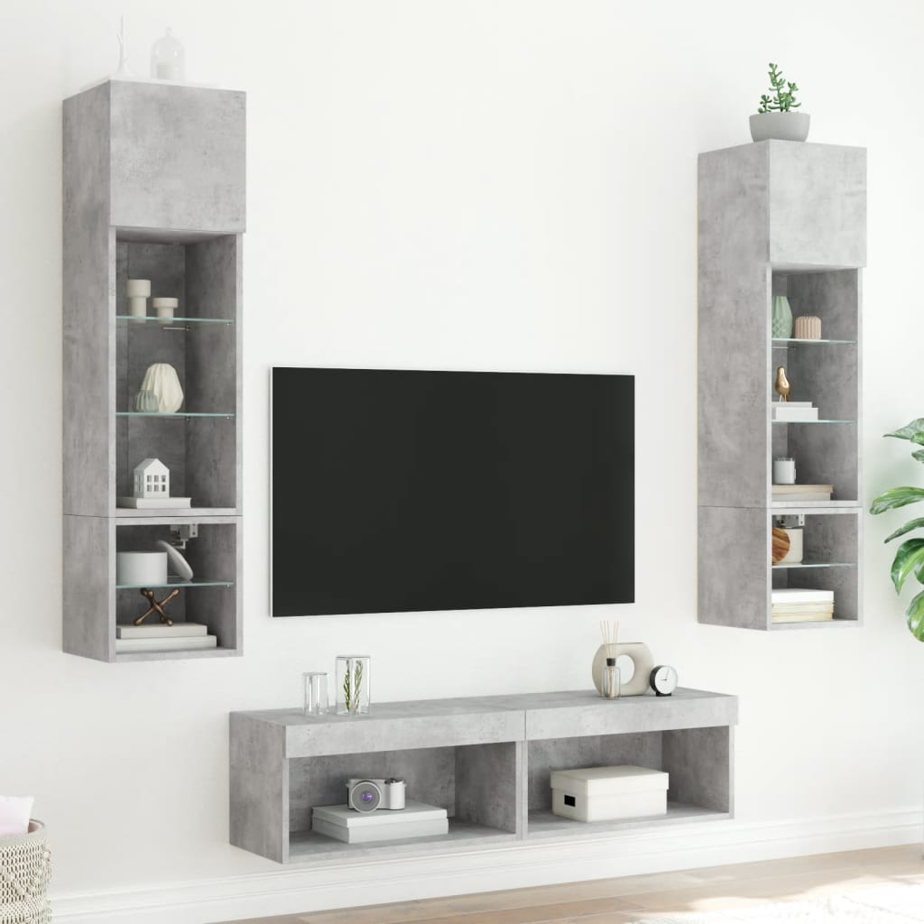 XXXXX Tv-bänk 6 delar LED Betonggrå
