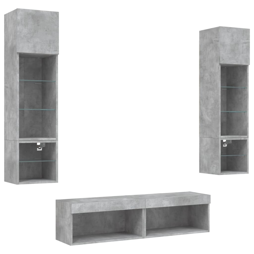 XXXXX Tv-bänk 6 delar LED Betonggrå