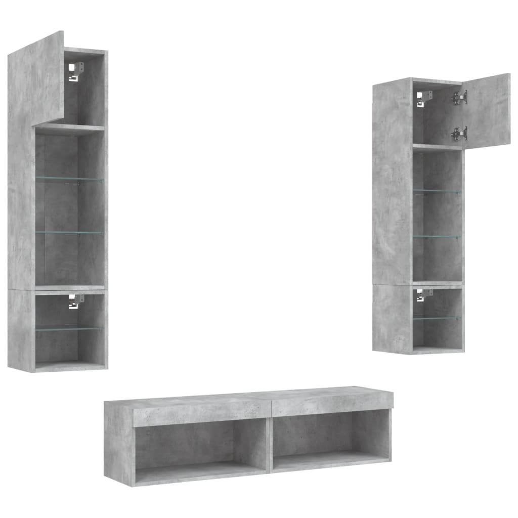 XXXXX Tv-bänk 6 delar LED Betonggrå