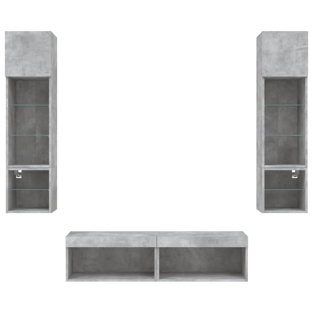 XXXXX Tv-bänk 6 delar LED Betonggrå