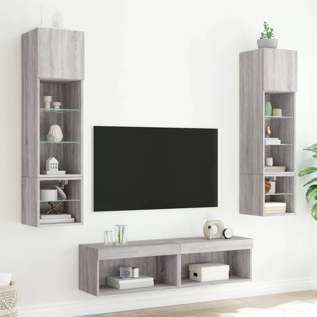 XXXXX Tv-bänk 6 delar LED Sonoma Grå