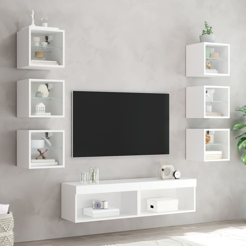 XXXXX Tv-bänk 8 delar LED vit