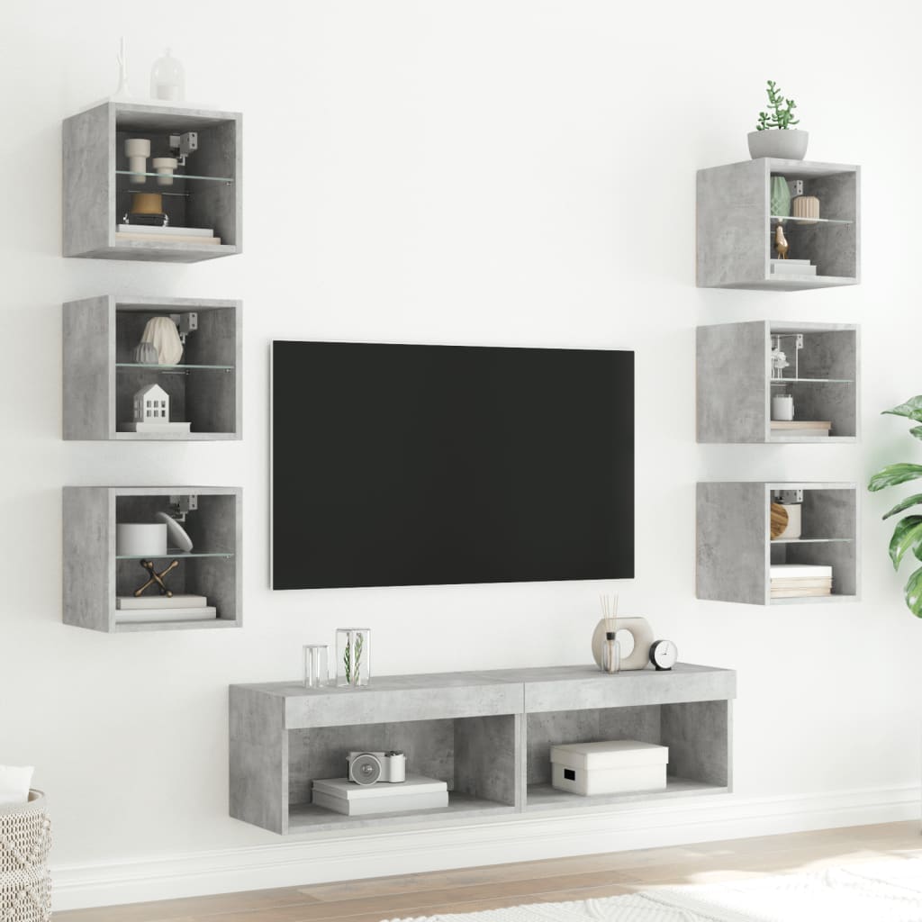 XXXXX Tv-bänk 8 delar LED Betonggrå