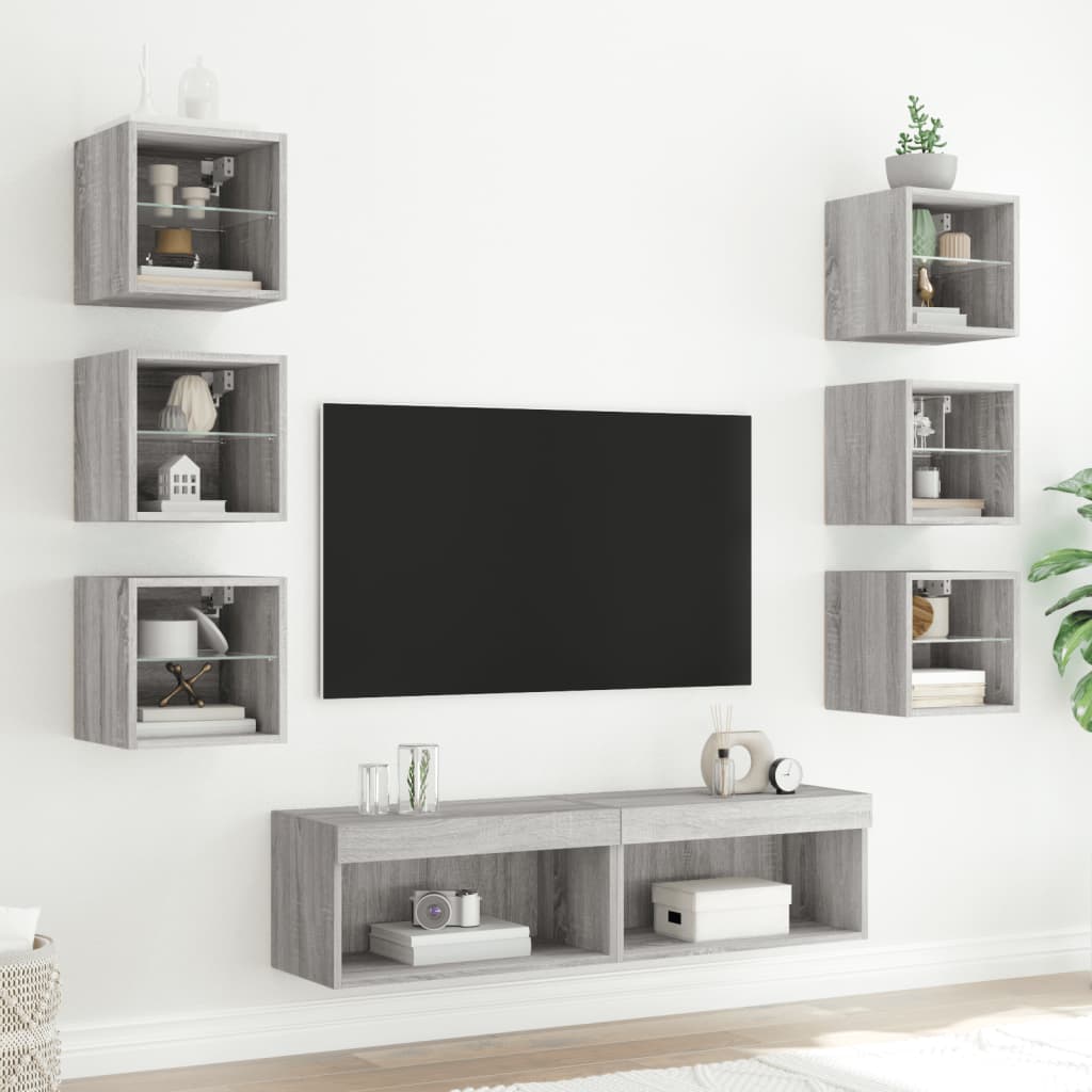 XXXXX Tv-bänk 8 delar LED Sonoma Grå