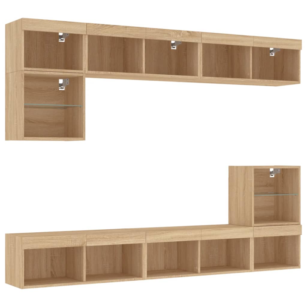 XXXXX Tv-bänk 8 delar LED sonoma-ek