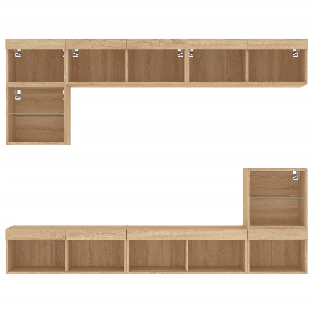 XXXXX Tv-bänk 8 delar LED sonoma-ek