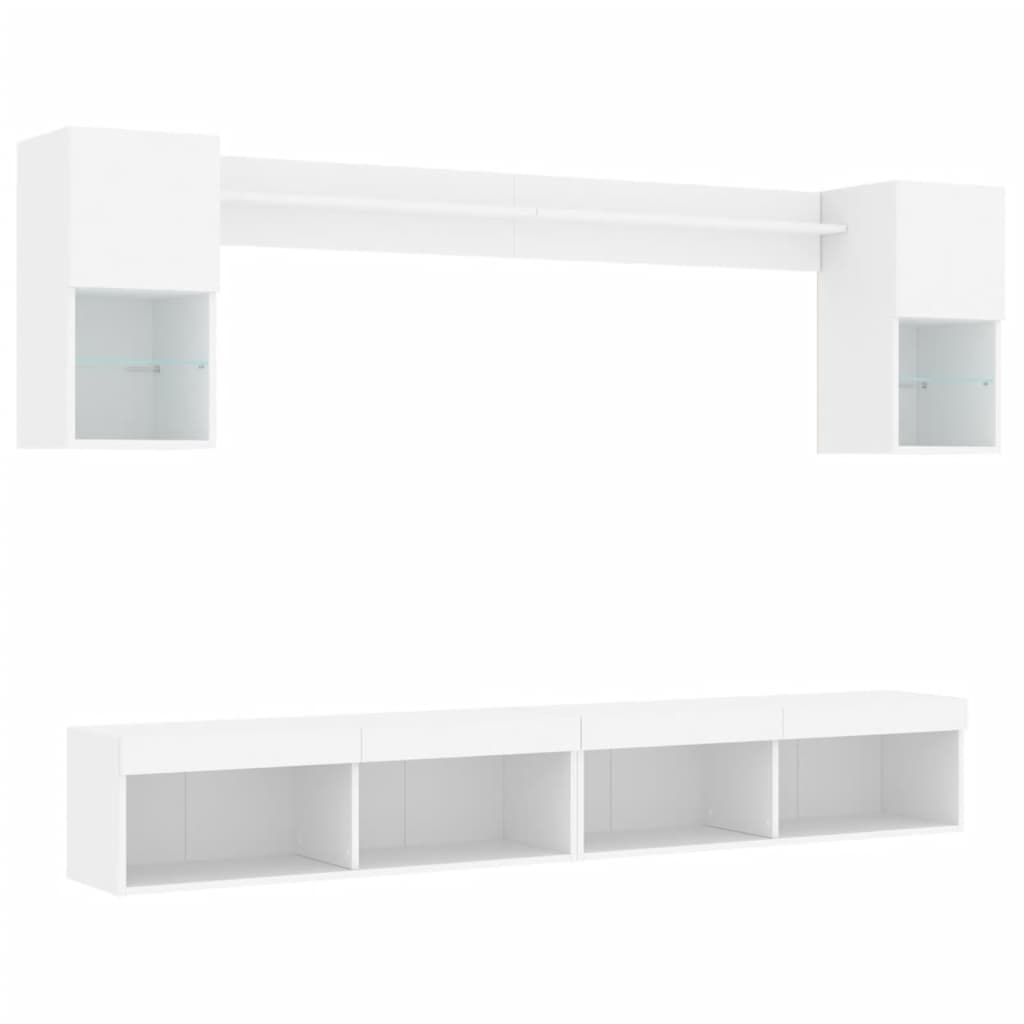 XXXXX Tv-bänk 6 delar LED vit