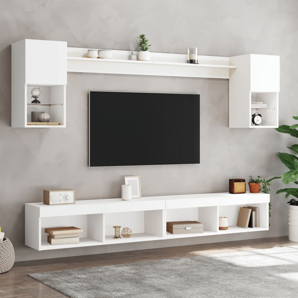 XXXXX Tv-bänk 6 delar LED vit