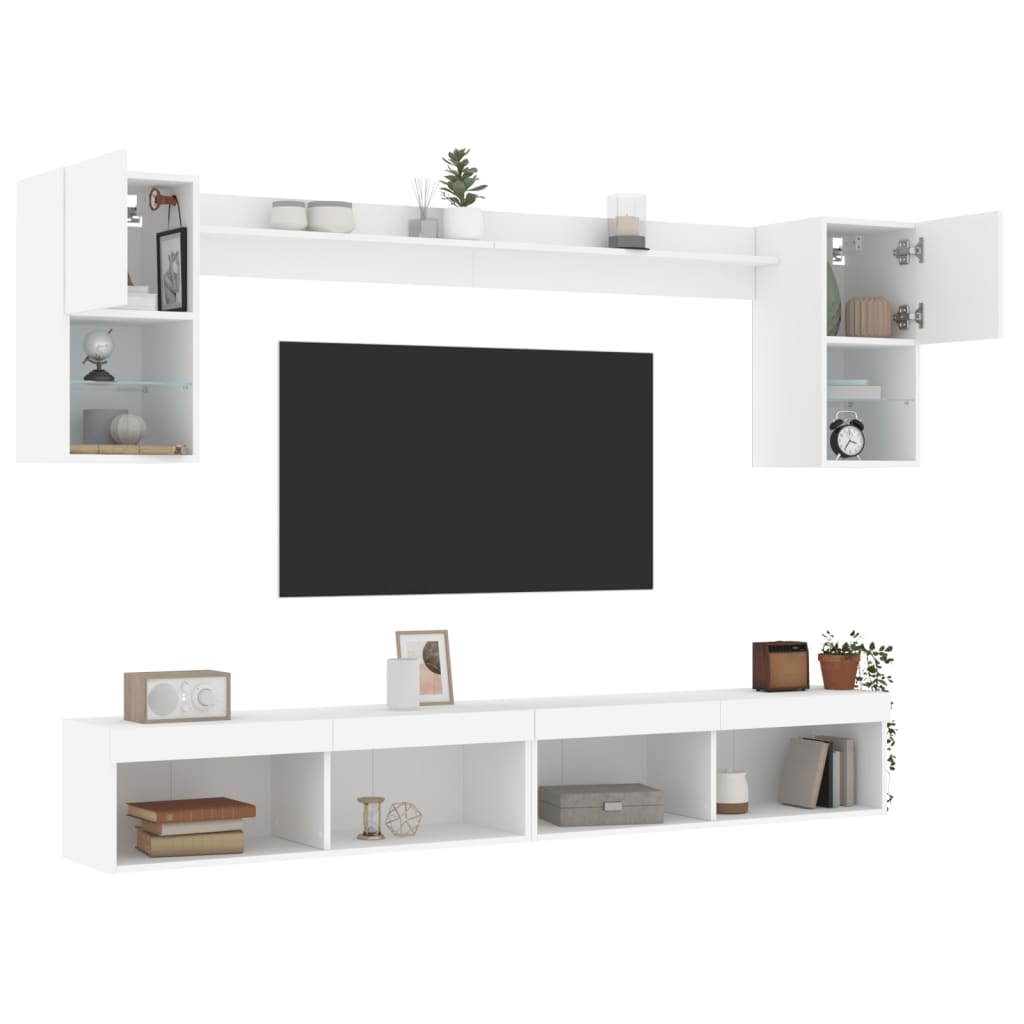 XXXXX Tv-bänk 6 delar LED vit