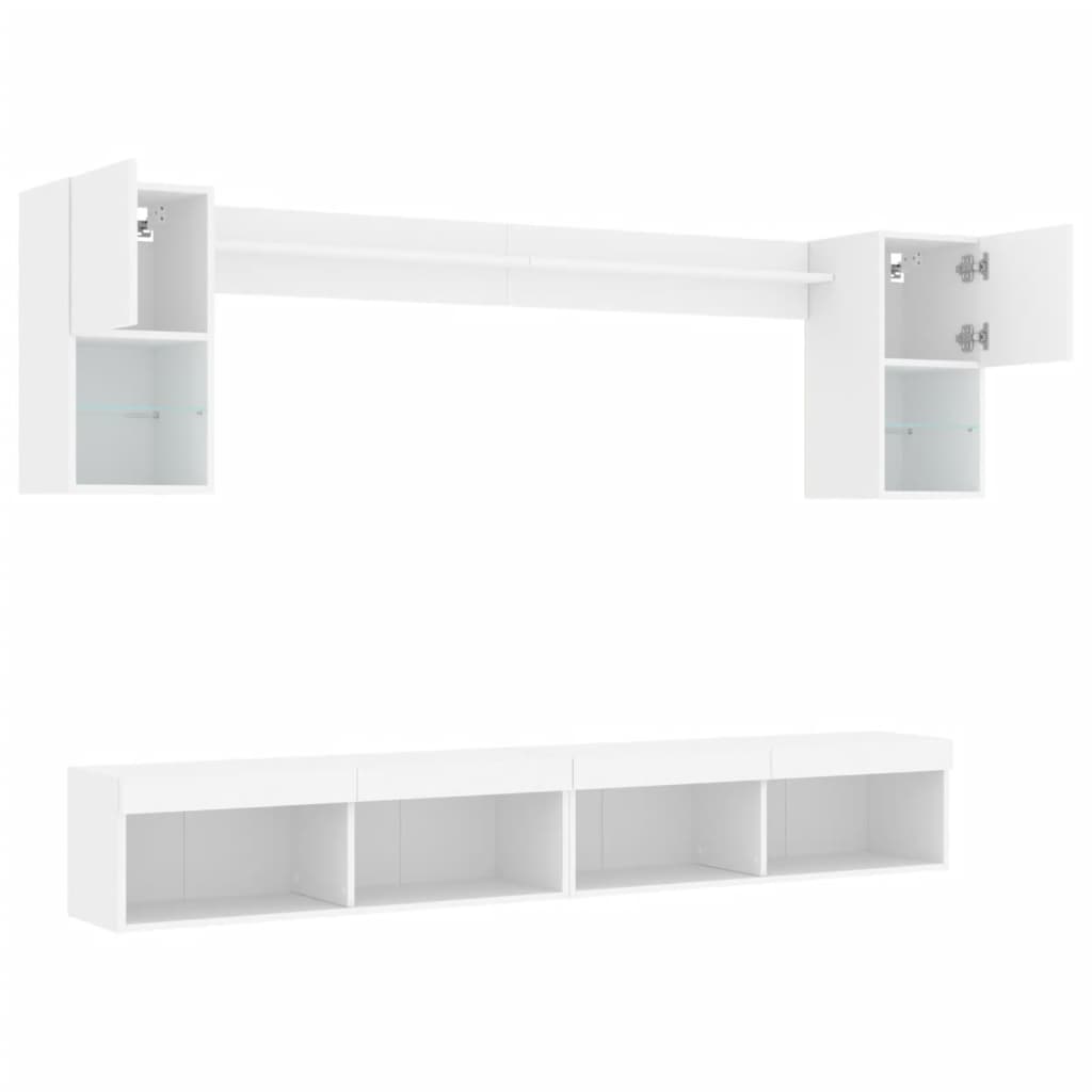 XXXXX Tv-bänk 6 delar LED vit