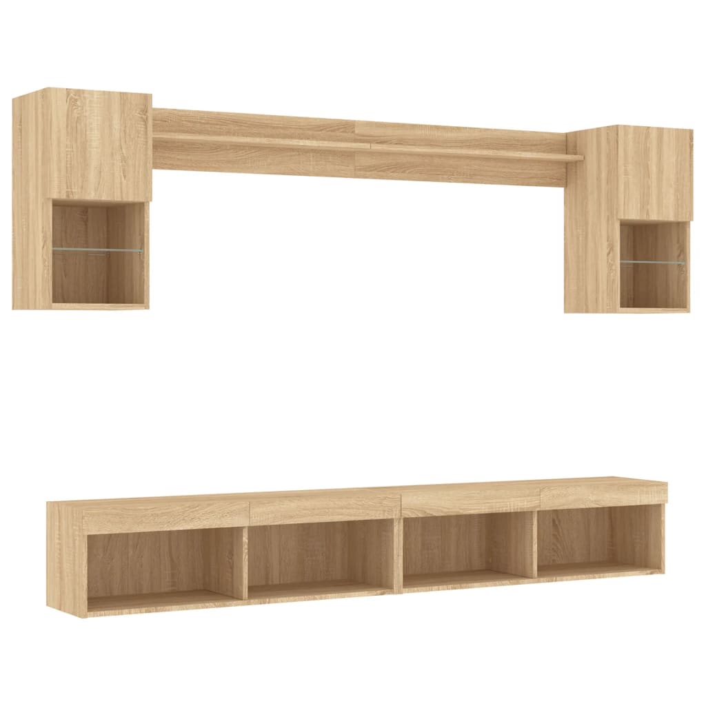 XXXXX Tv-bänk 6 delar LED sonoma-ek