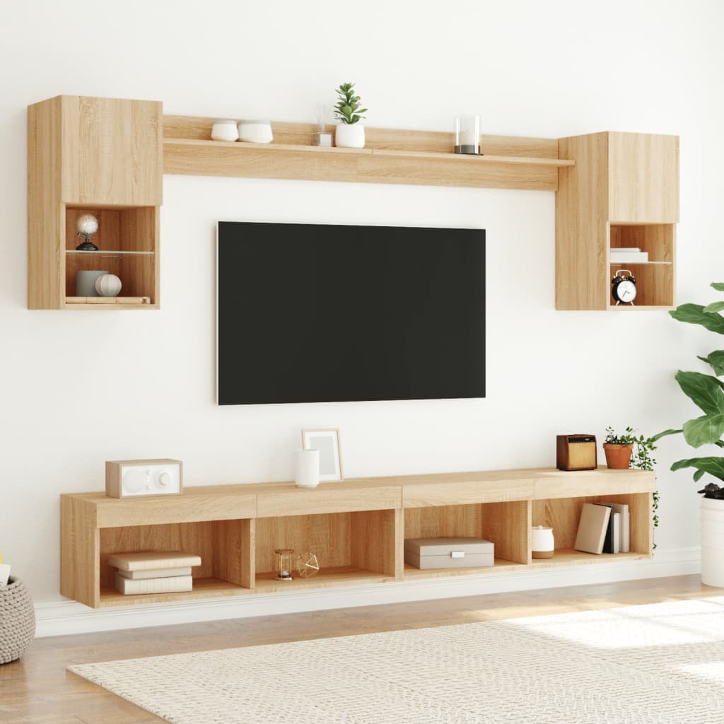 XXXXX Tv-bänk 6 delar LED sonoma-ek