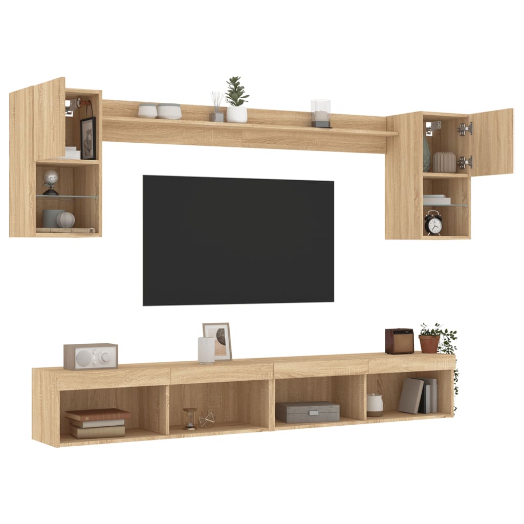XXXXX Tv-bänk 6 delar LED sonoma-ek