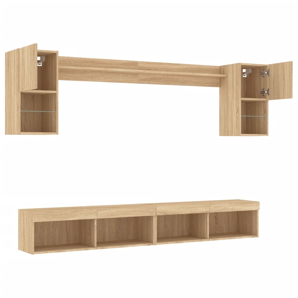 XXXXX Tv-bänk 6 delar LED sonoma-ek