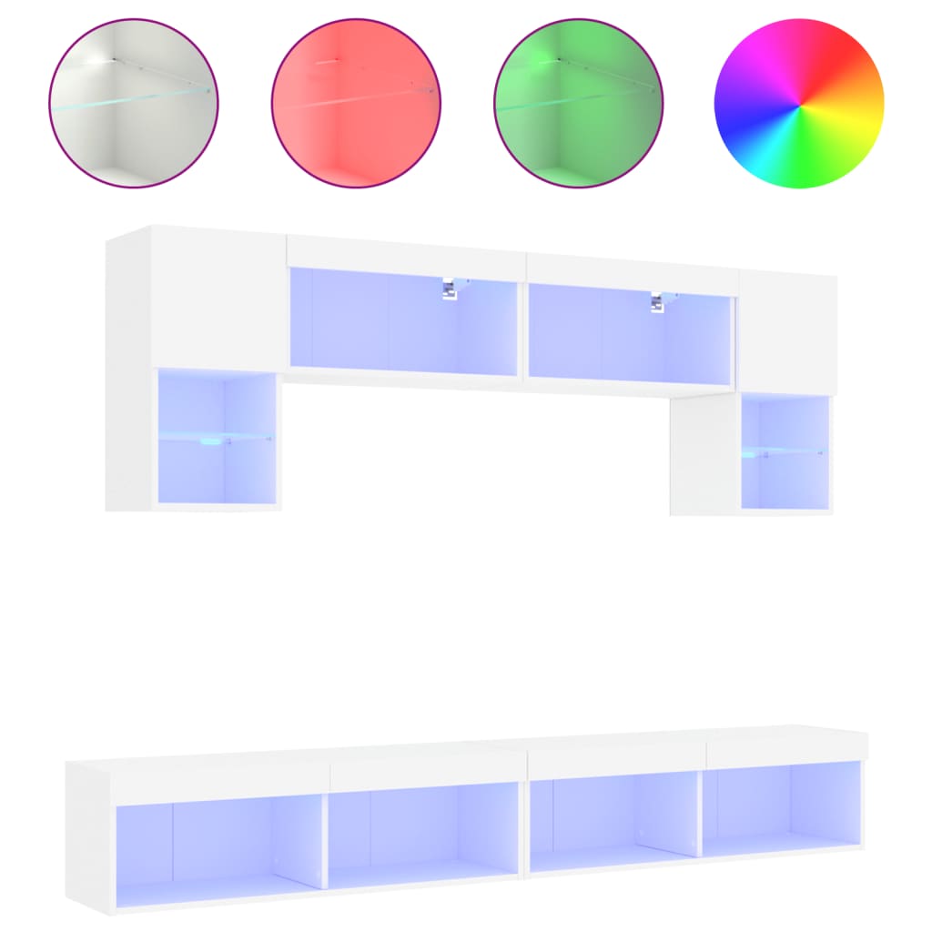 XXXXX Tv-bänk 6 delar LED vit