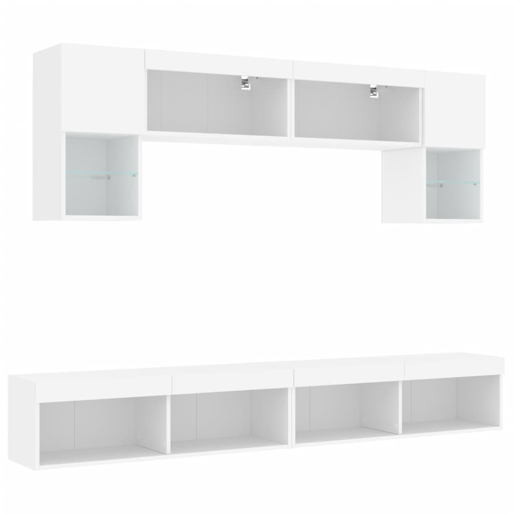 XXXXX Tv-bänk 6 delar LED vit