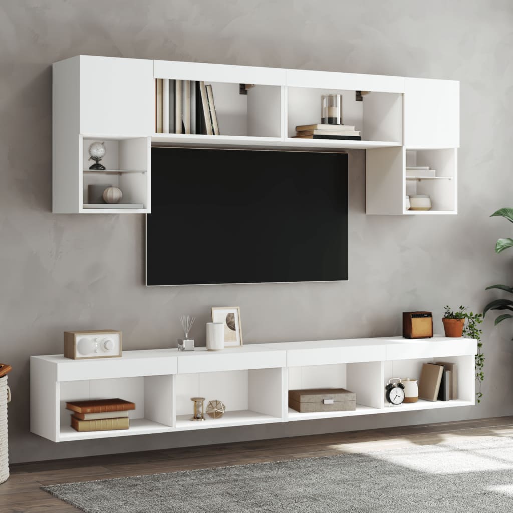 XXXXX Tv-bänk 6 delar LED vit