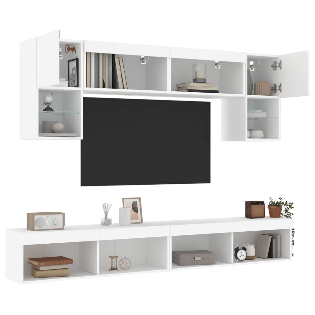 XXXXX Tv-bänk 6 delar LED vit