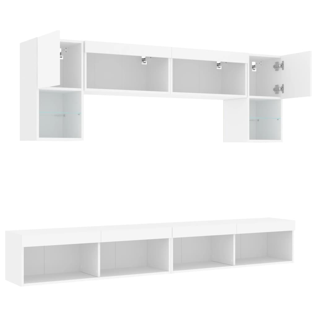 XXXXX Tv-bänk 6 delar LED vit