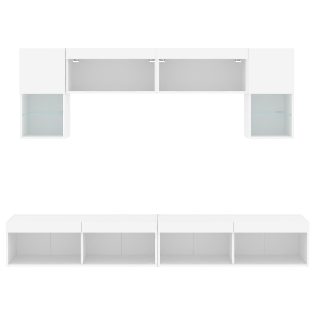 XXXXX Tv-bänk 6 delar LED vit