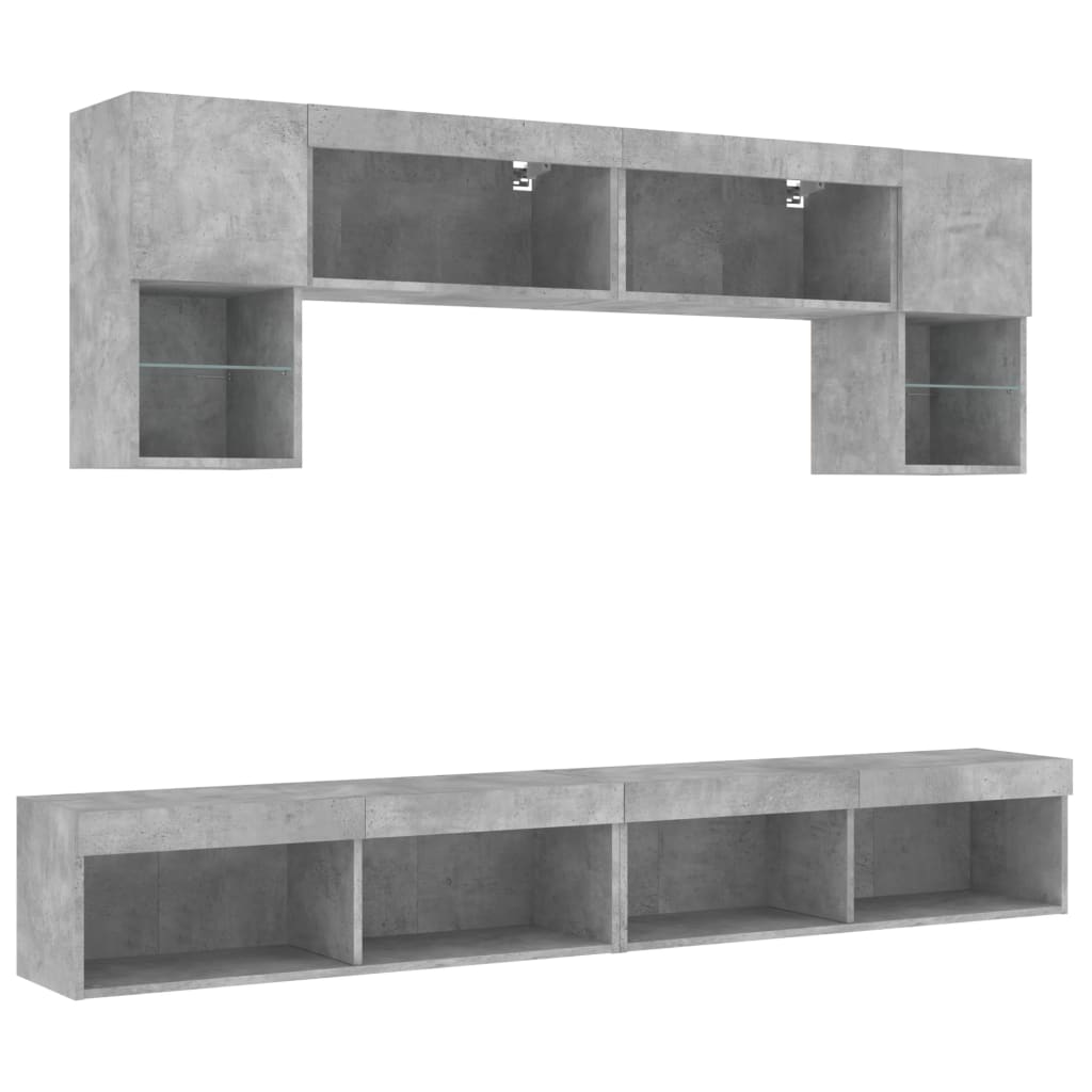 XXXXX Tv-bänk 6 delar LED Betonggrå