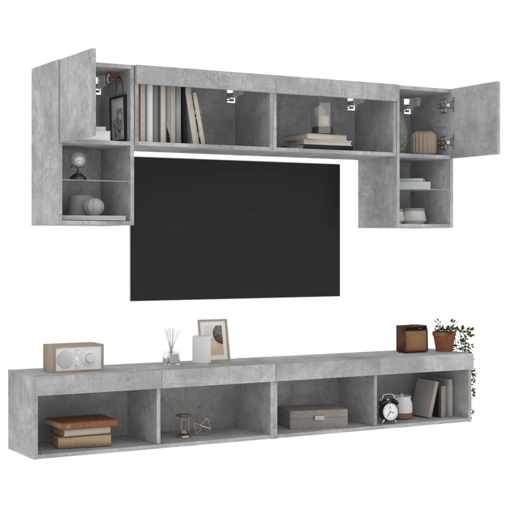XXXXX Tv-bänk 6 delar LED Betonggrå