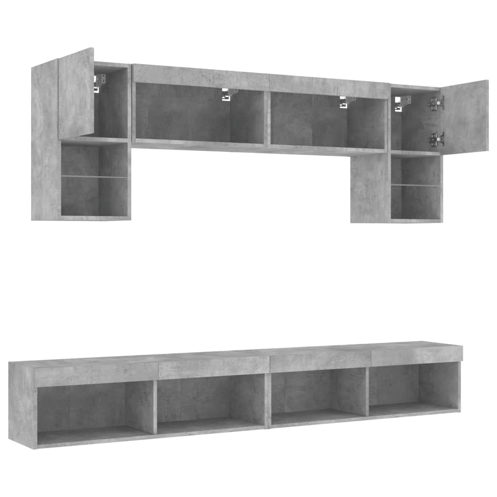 XXXXX Tv-bänk 6 delar LED Betonggrå