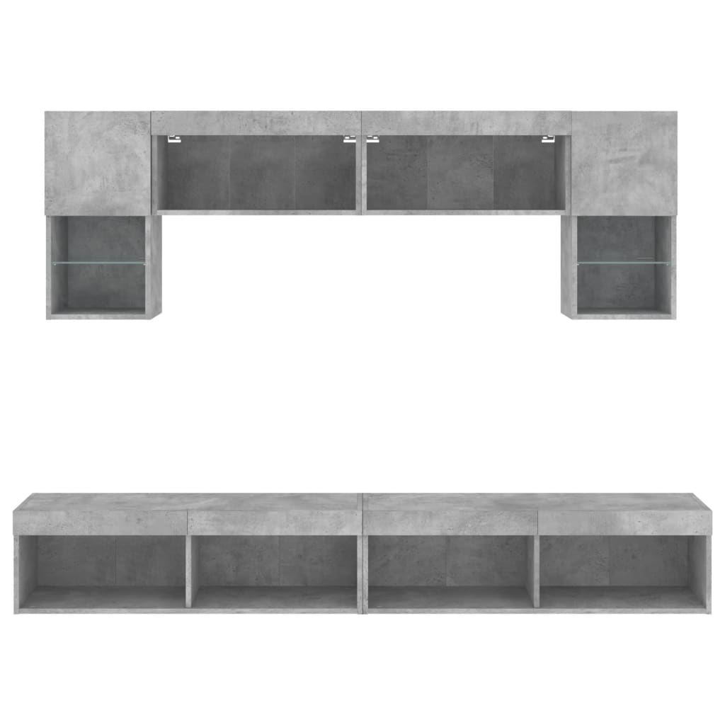 XXXXX Tv-bänk 6 delar LED Betonggrå