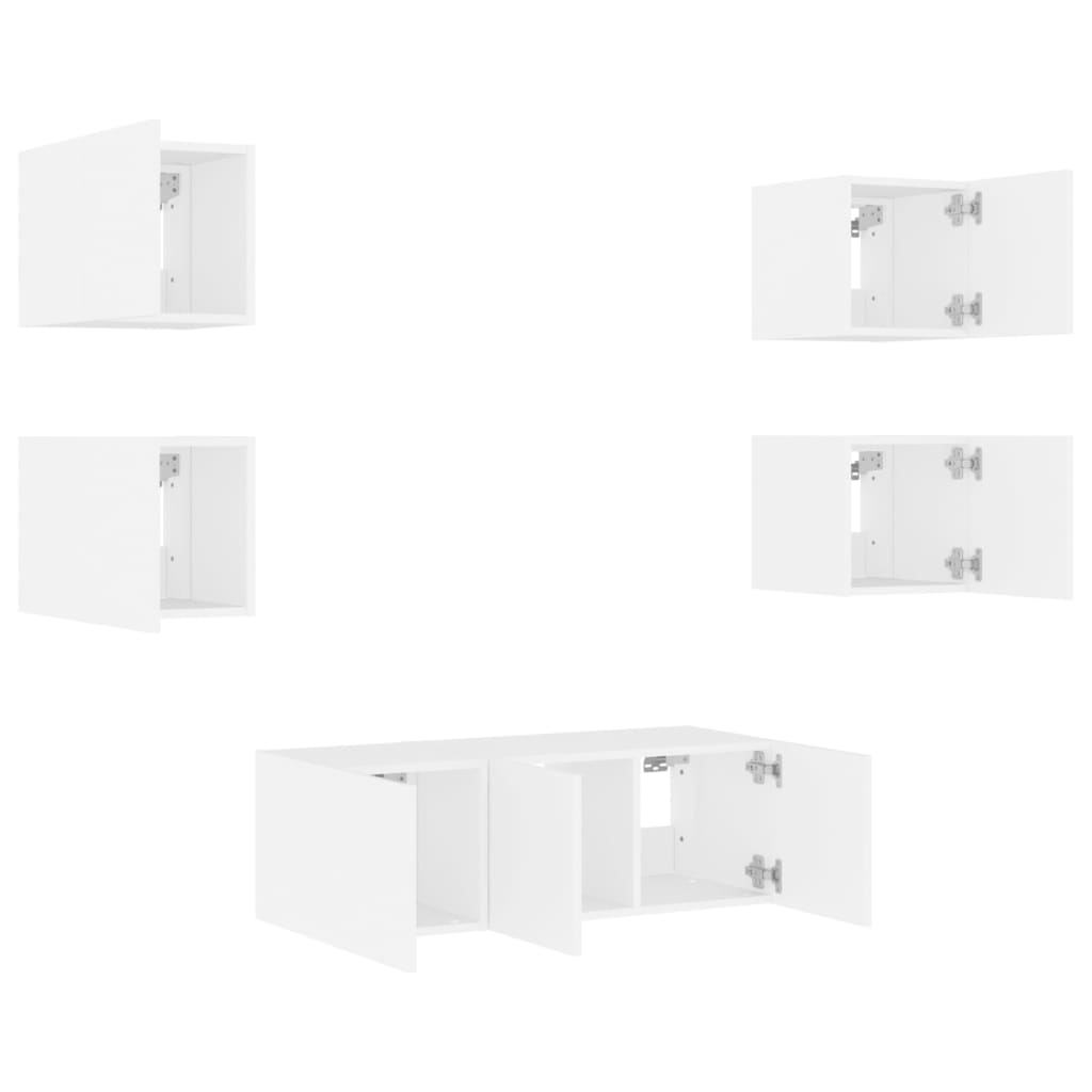XXXXX Tv-bänk 6 delar LED vit