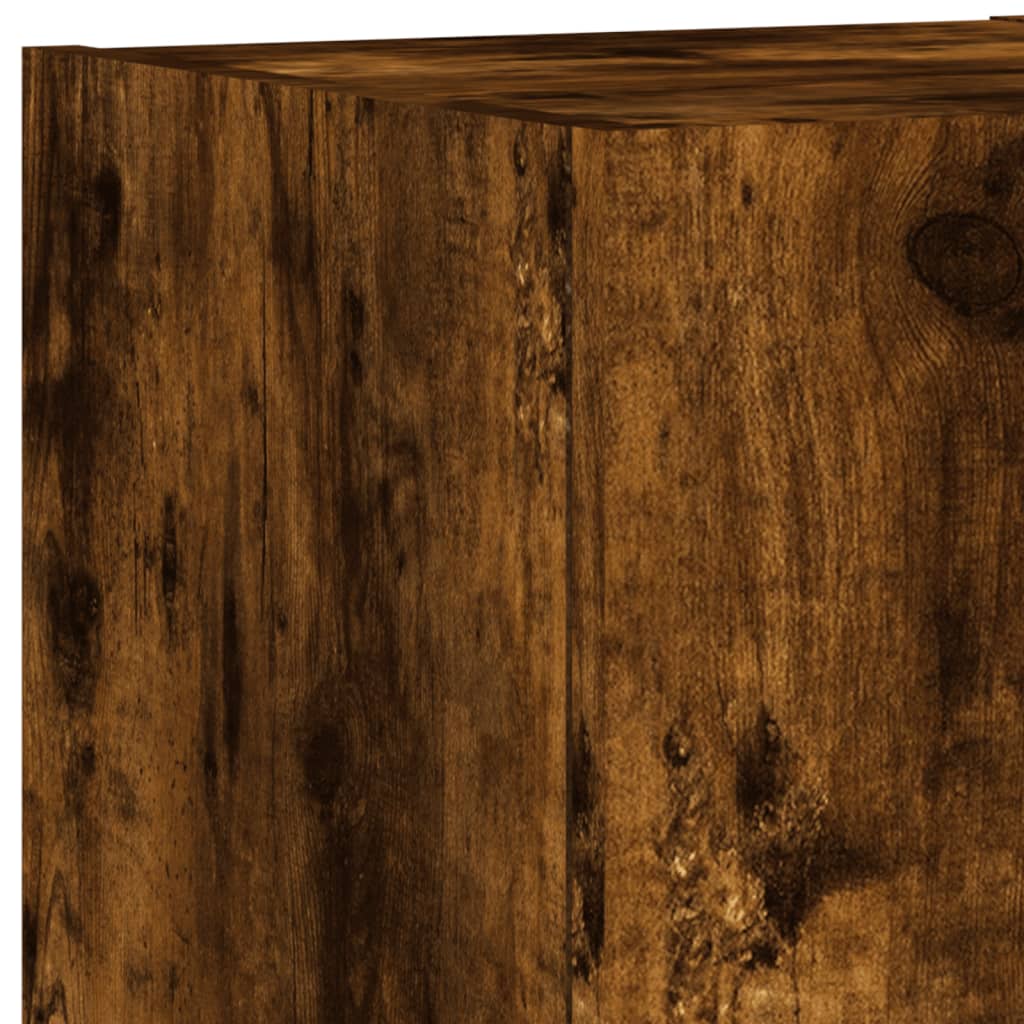 XXXXX Tv-bänk 6 delar LED rökfärgad ek