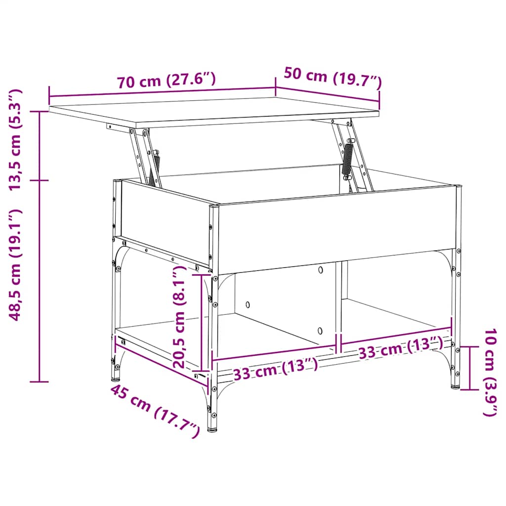 Soffbord Brun Ek 70x50x50 cm metall