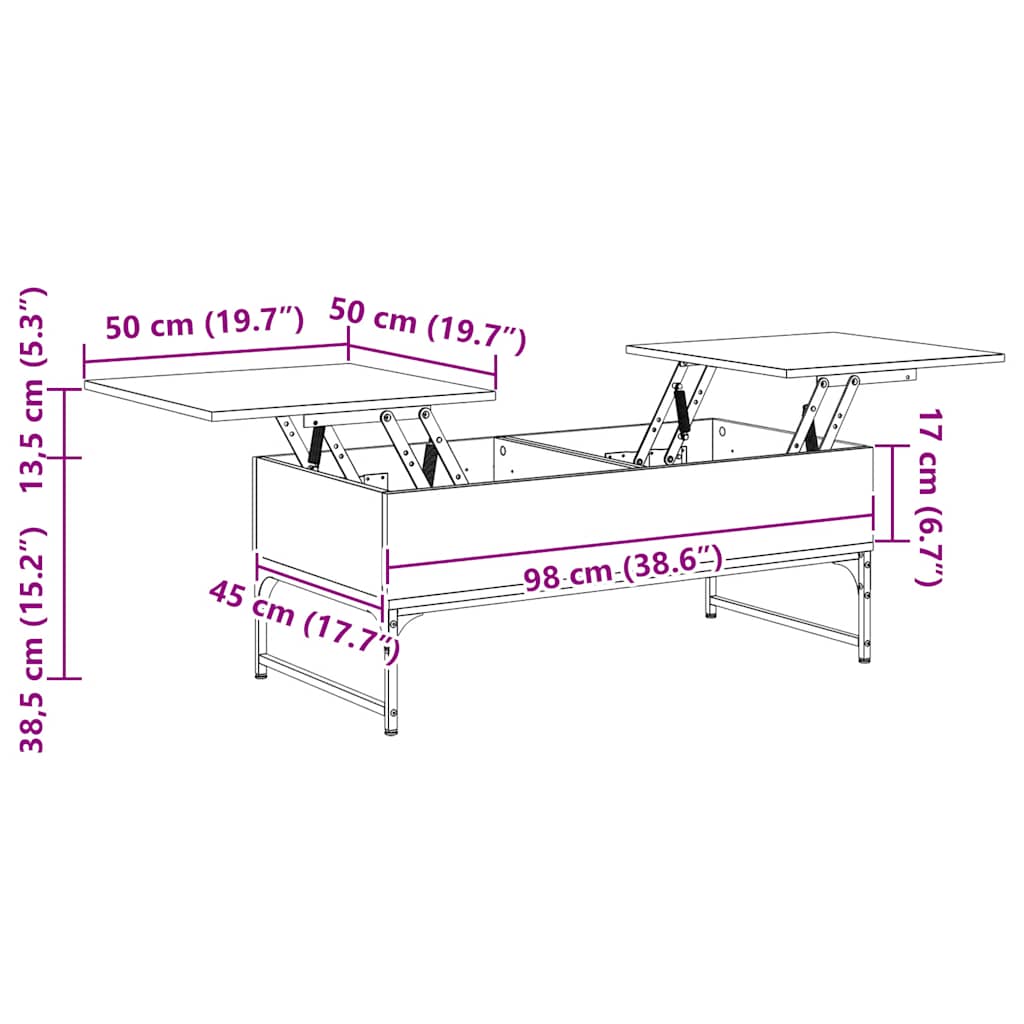 Soffbord Sonoma Ek 100x50x40 cm metall
